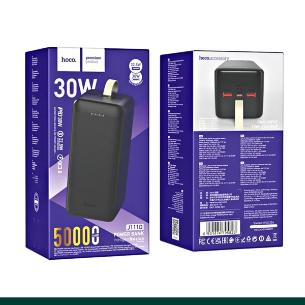 oco J111D Smart Charge PD30W Power Bank 50000mAh