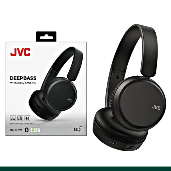 JVC HA-S35BT-B Deep Bass Wireless Bluetooth Headphone