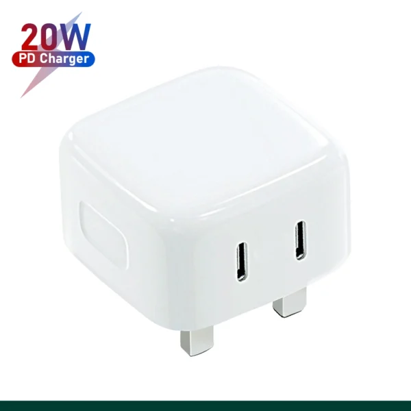 ANG TC33 20W Dual Type-C PD Wall Charger 3 Pin Triangle Adapter Power Plug Adaptor