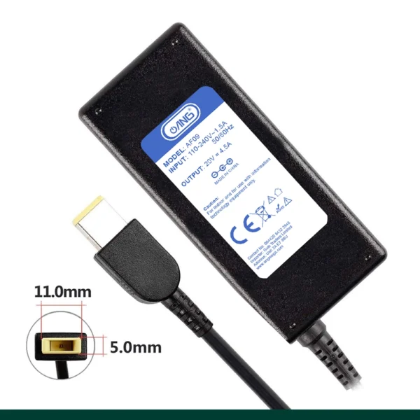 ANG CE Approved Lenovo Laptop Adapter 20V 4.5A Square Pin