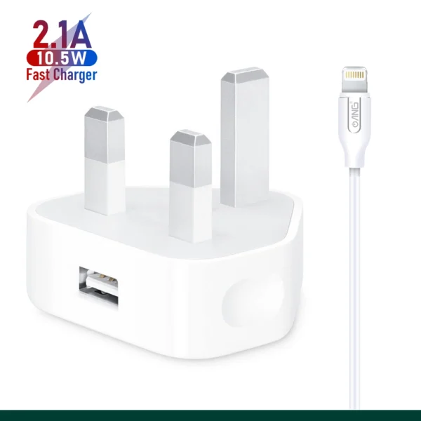 ANG W-TC05A Single USB Power Adaptor 2.1A with Lightning Cable