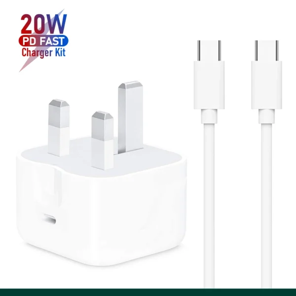 ANG TC18A Single USB Type-C PD Wall Charger 3 Pin Triangle Adapter With Type-C To Type-C Data Cable