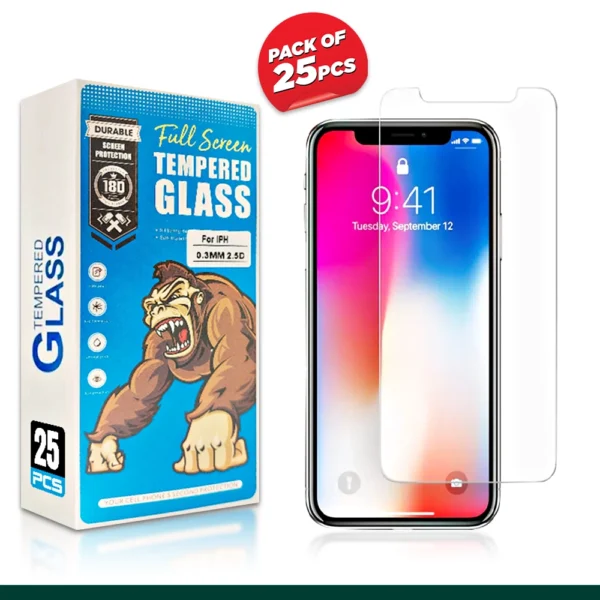 Compatible Tempered Glass For iPhone X Series (Pack of 25)
