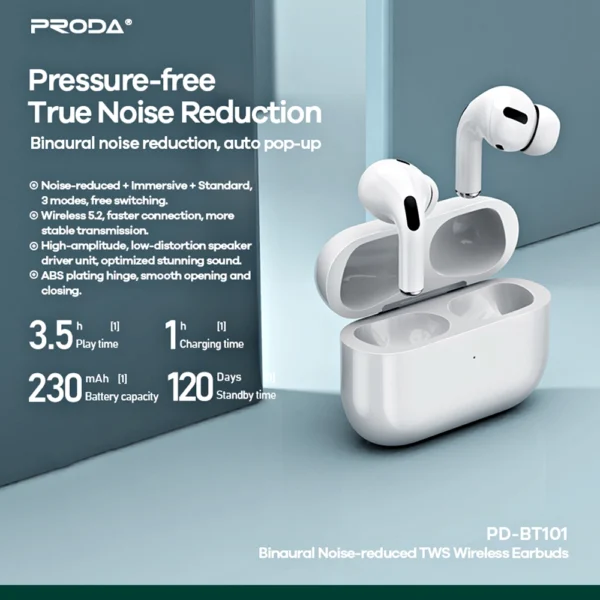 Remax PRODA PD-BT101 Binaural Noise Reduce TWS Wireless Earbuds