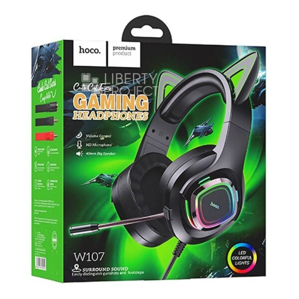 Hoco W107 Cute Cat Luminous Cat-ear Gaming Headphones