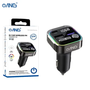 ANG FT-02 LED Display In-Car PD 30W + QC3.0 Fast Car Charger with FM Transmitter