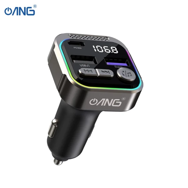 ANG FT-02 LED Display In-Car PD 30W + QC3.0 Fast Car Charger with FM Transmitter - Image 2