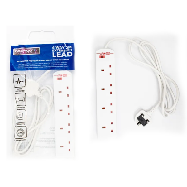 DAEWOO 4 Way with 5M Cable Power Extension Lead