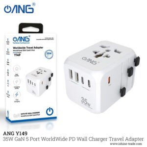 ANG Y149 35W Universal Worldwide 35W GaN 5 Ports Travel Adapter