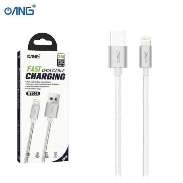 Lightning Braided Fast Charging Data Cable  3 Meter
