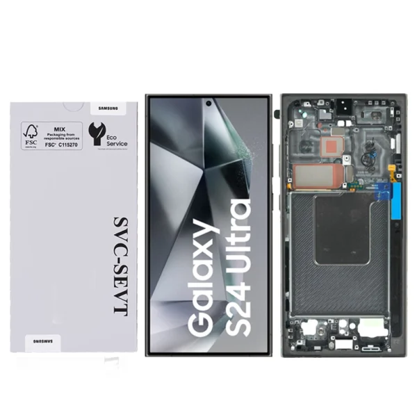 Genuine LCD Screen For Samsung Galaxy S24 Ultra (S928B) With Frame and Touchpad – Phantom Black (GH82-33396B)